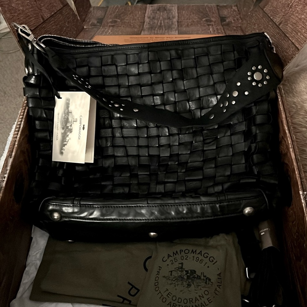 Yellowstone - Beth’s Black Leather Studded Handbag made in Italy by Campomaggi